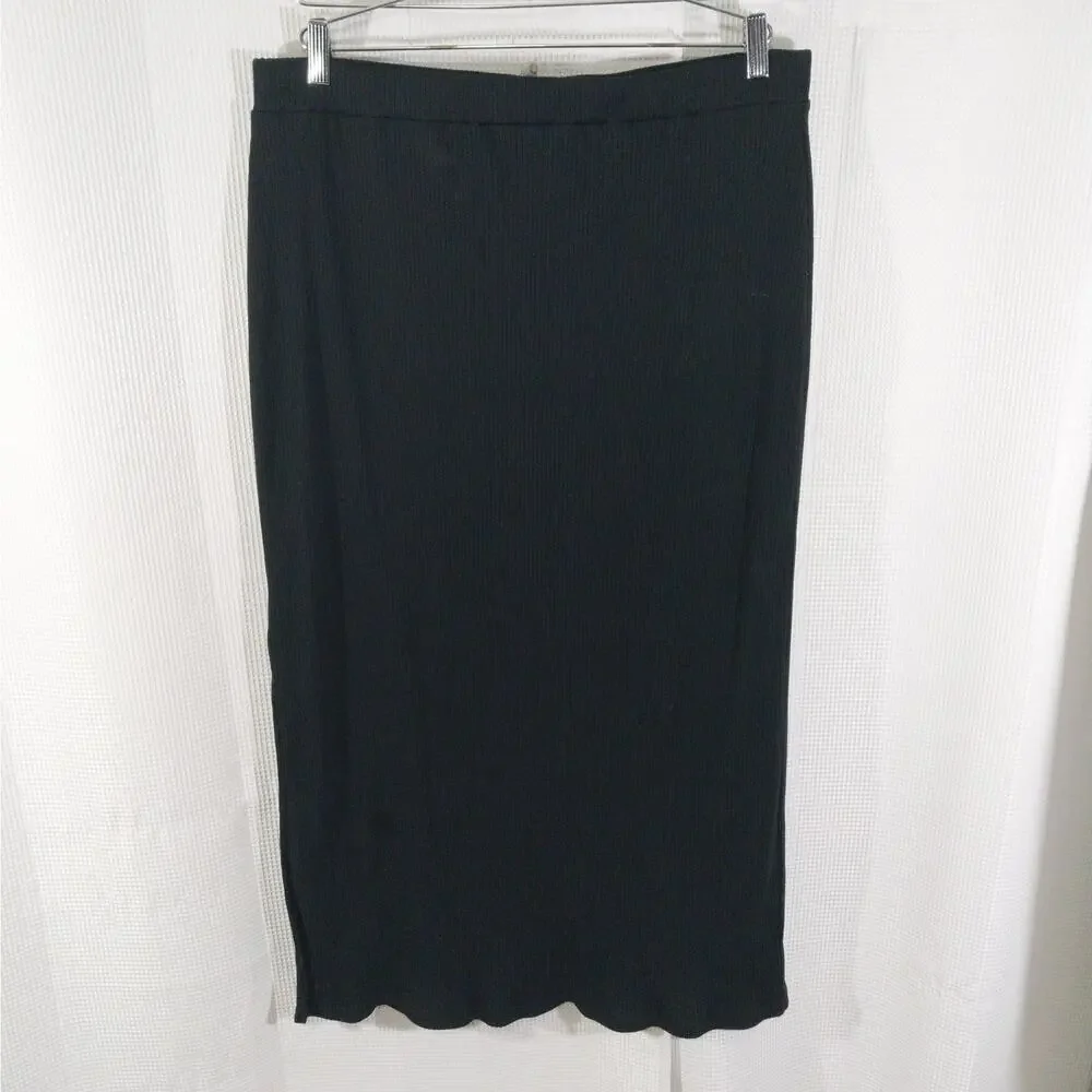 OLD NAVY! RICH, SATURATED BLACK RIBBED KNIT, ELASTIC WAIST SKIRT! SZ XL
